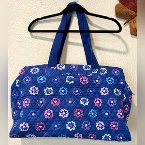 Vera Bradley Ellie Flowers Blue Floral Weekender Duffle Bag